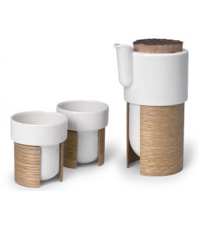 Set Warm pentru cafea sau ceai 60 cl cu 2 cesti, stejar