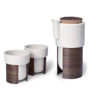 Set Warm pentru cafea sau ceai 60 cl cu 2 cesti, nuca