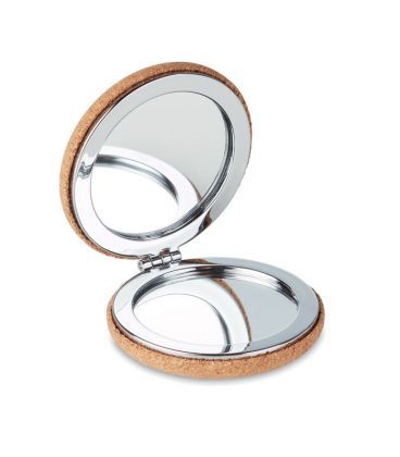 Oglindă compactă dublă, capac cu finisaj din plută